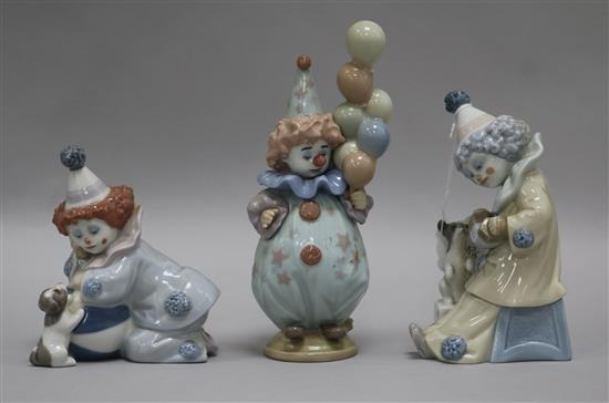 Three Lladro figures of clowns tallest 18cm